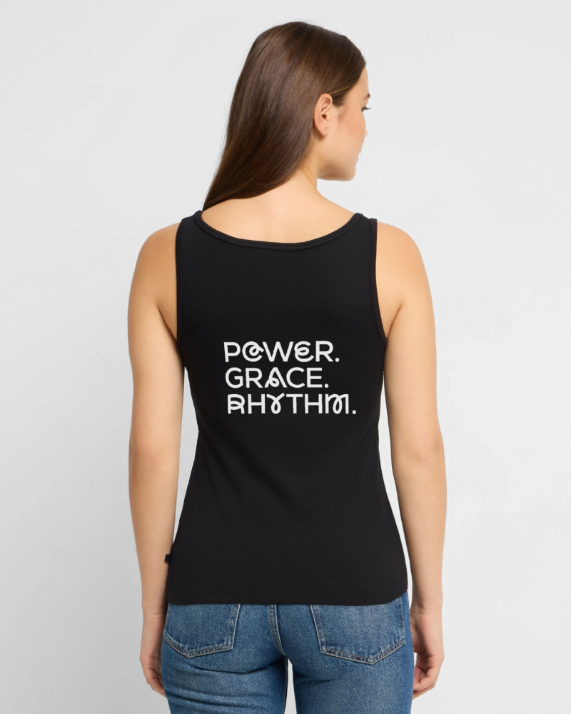 POWER. GRACE. RYTHM. - Frauen Bio Tank Top - Schwarz
